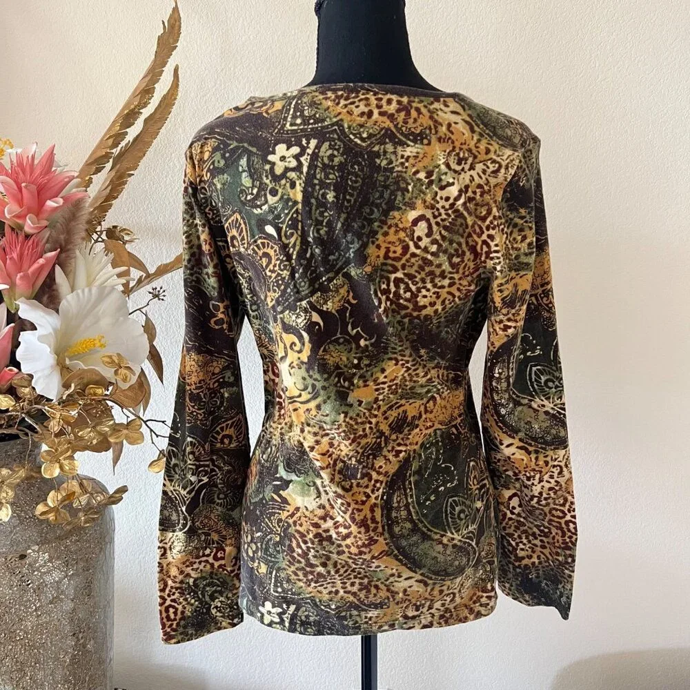 Vintage Jones New York Cheetah Abstract Cotton Top - Picture 3 of 9